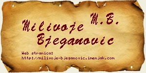 Milivoje Bjeganović vizit kartica